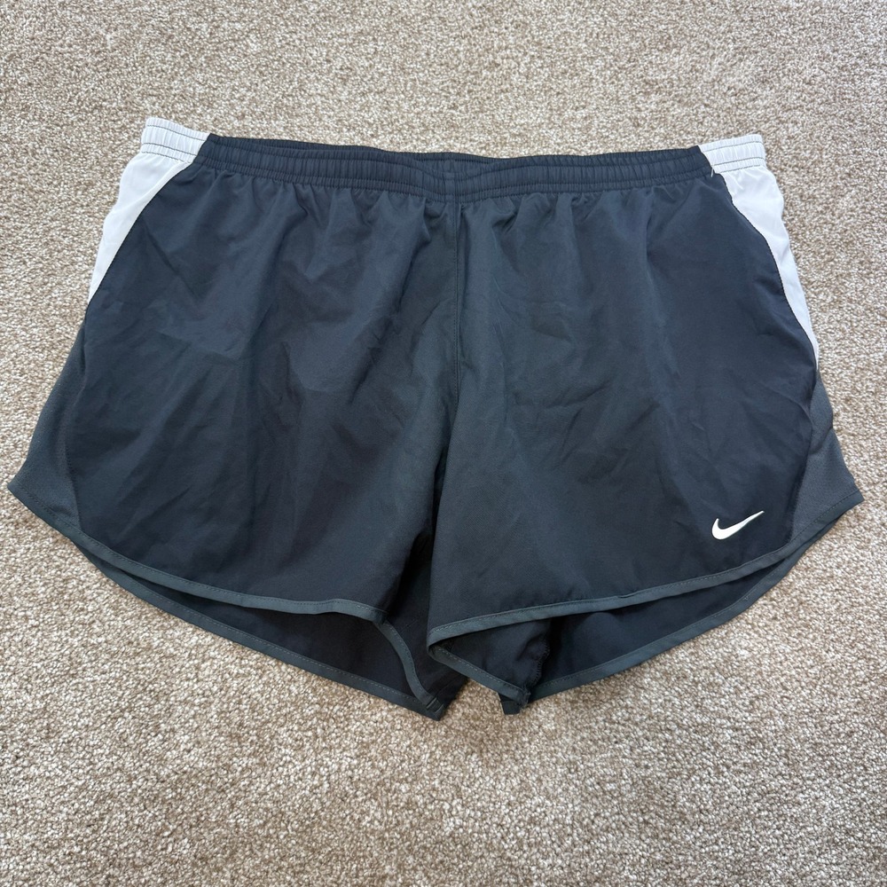 Nike Womens Dri-FIT Running Shorts Black White XL NEW Athletic Gym Workout Train